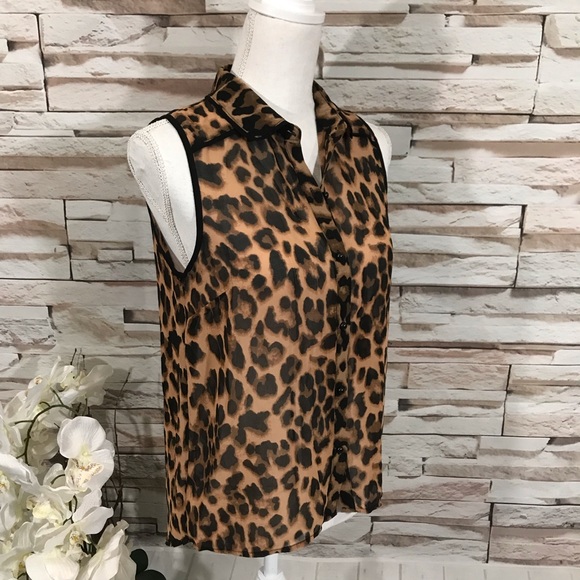 Forever21 Animal Print Blouse Sz S (H15) - Picture 5 of 6